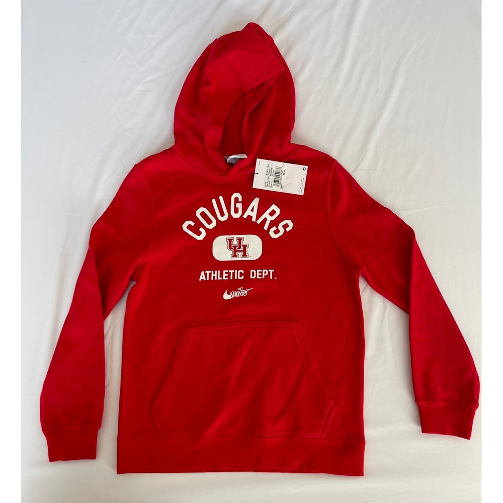 Nike Boys Houston Cougars Hoodie Red Club‎ Fleece Pullover Sweatshirt Medium NEW